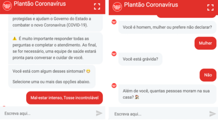 Trecho da conversa entre paciente e o chatbot